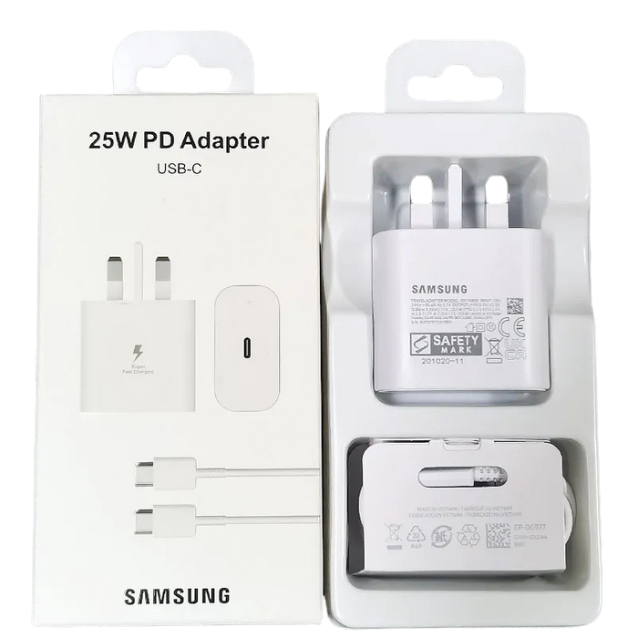 Samsung 25W UK Plug PD Super Fast Charging Adapter For (Type-C to Type-C)