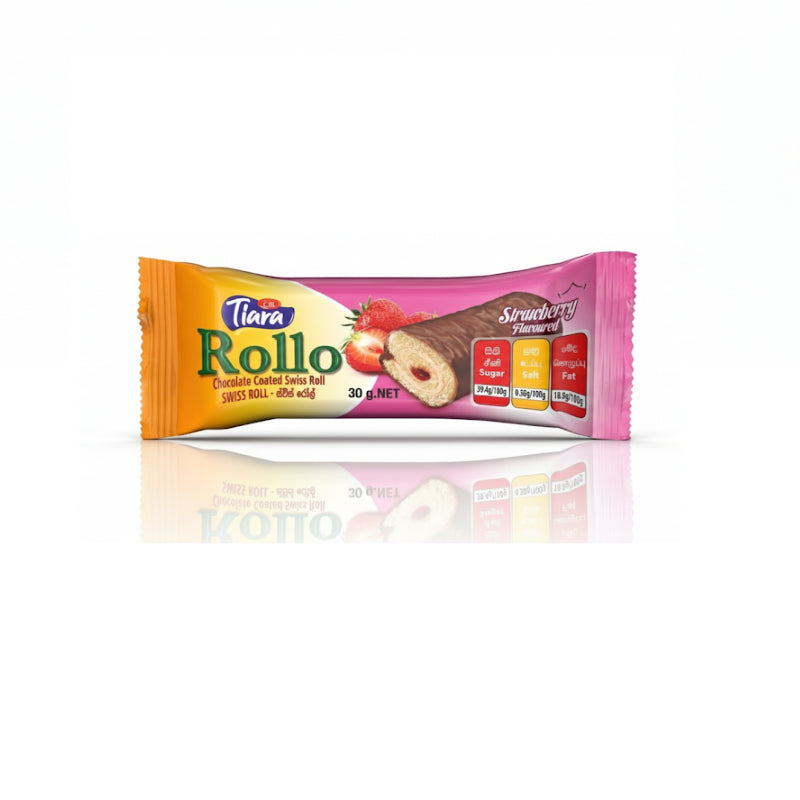 Tiara Rollo Chocolate Coated Strawberry Swiss Roll