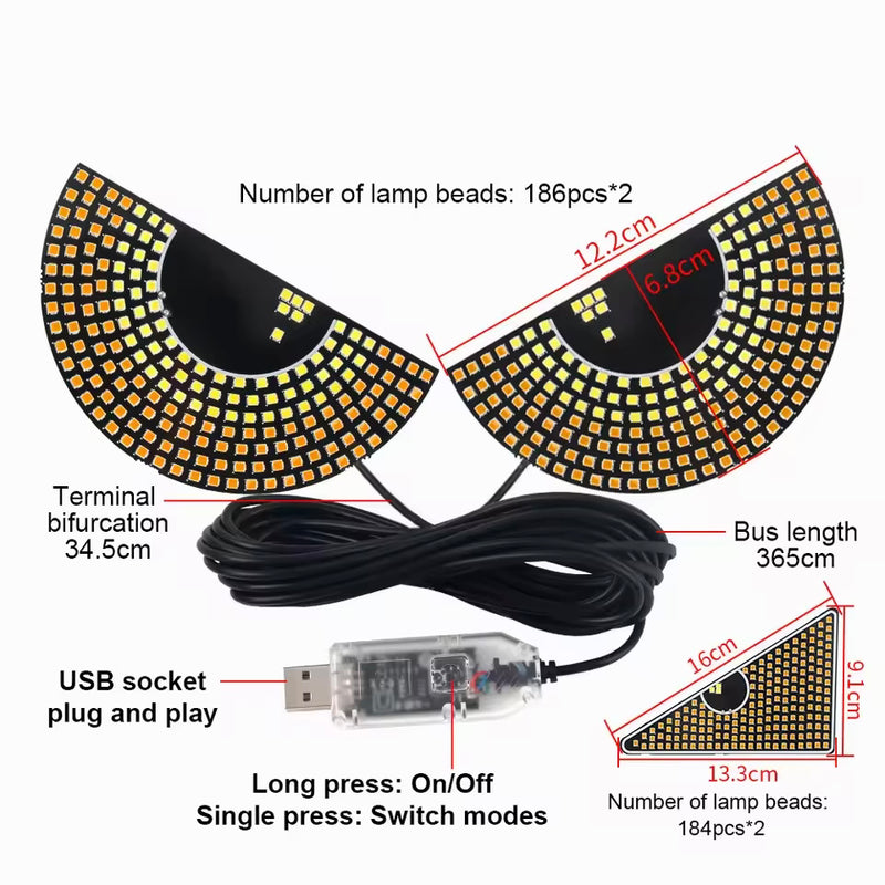 2X Devil's Eye LED Light Car Eye Light Truck Dynamic LED Light for Car Window