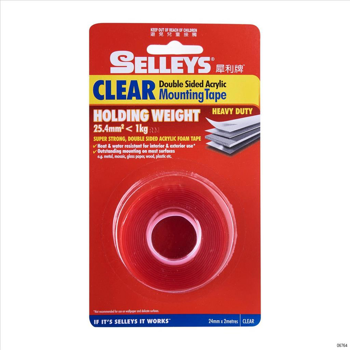 SELLEYS MOUNTING TAPE 24MM X 2M CLEAR