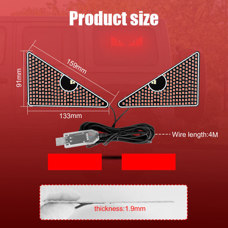2X Devil's Eye LED Light Car Eye Light Truck Dynamic LED Light for Car Window