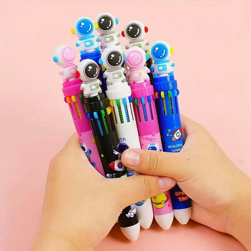 Load video: 10-in-1 Colorful Round Ballpoint Pens Astronaut 0.5mm