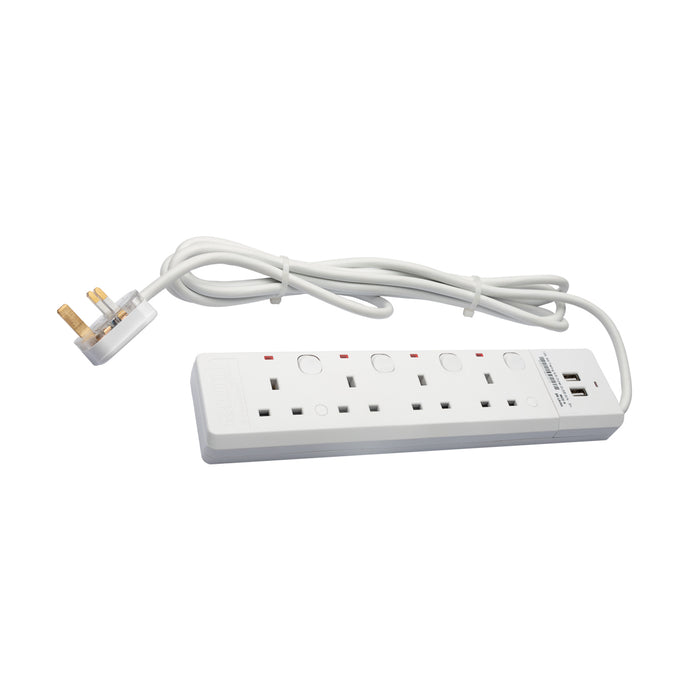 Trailing Socket USB 13A 4 Way - 7m