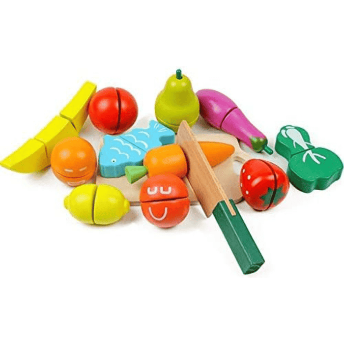 Wooden Kitchen Toy Cutting Food Set (Ages 2+)