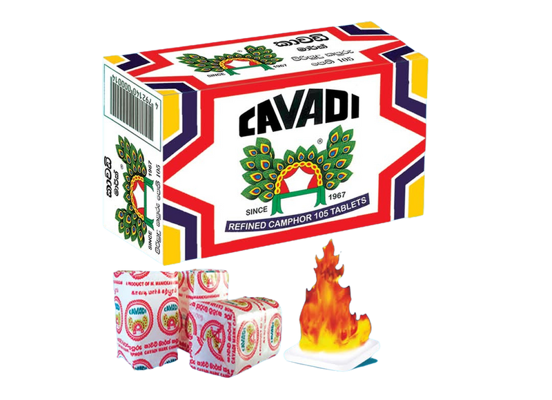 Cavadi Refined Camphor 1Pack 105 Tablets Flammable Strong Aroma Katpooram