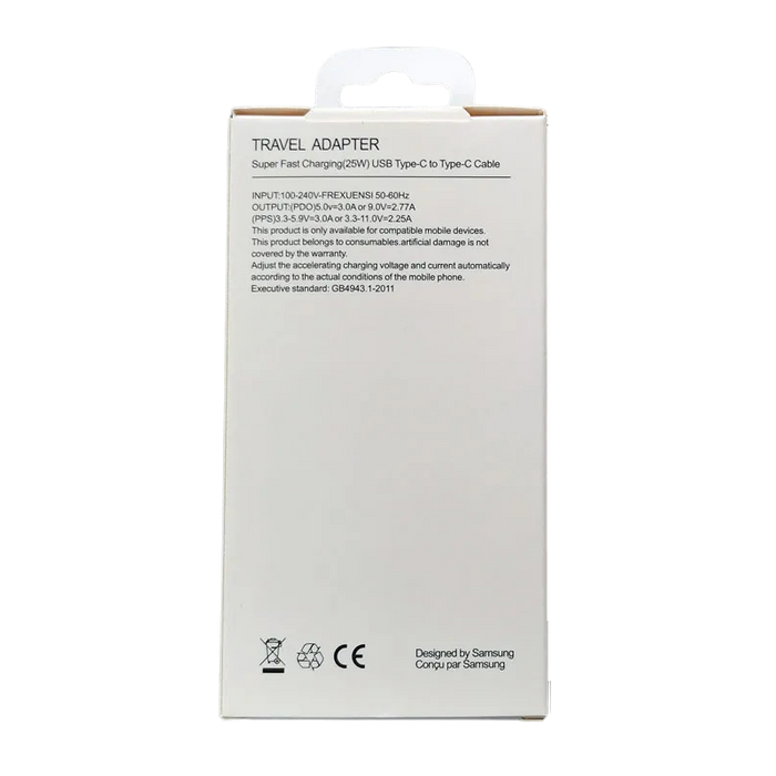 Samsung 25W UK Plug PD Super Fast Charging Adapter For (Type-C to Type-C)
