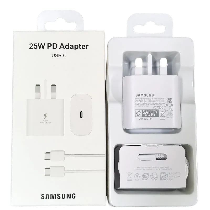 Samsung 25W UK Plug PD Super Fast Charging Adapter For (Type-C to Type-C)