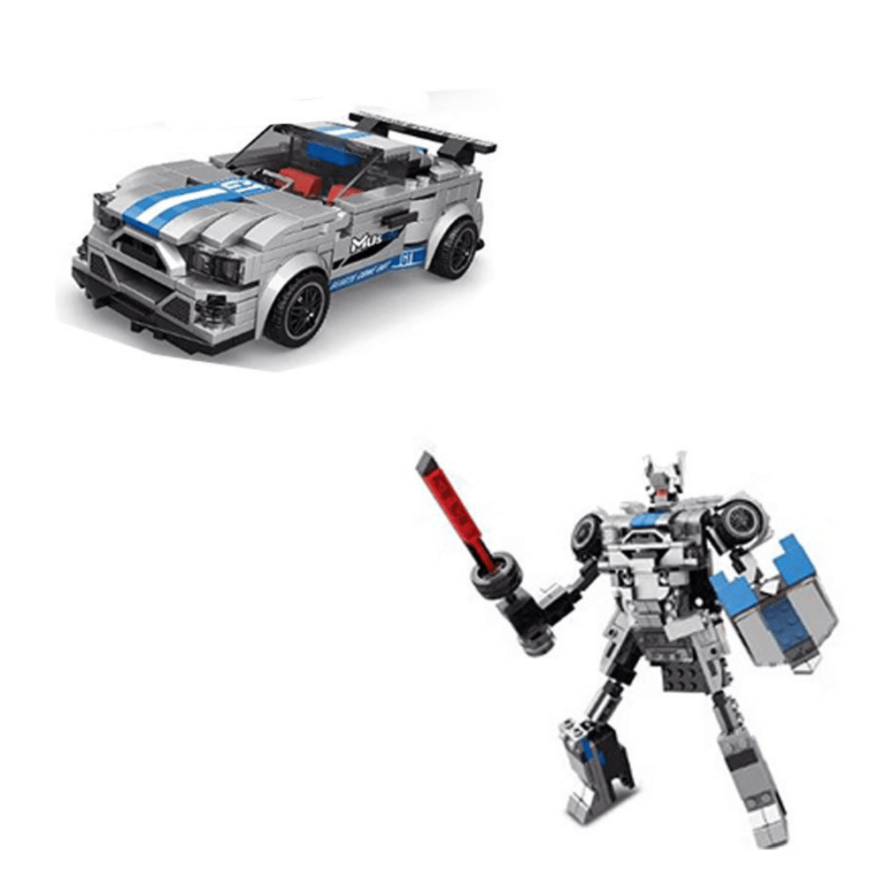 2-in-1 Car Robot Transforms  Assembly Brick Building