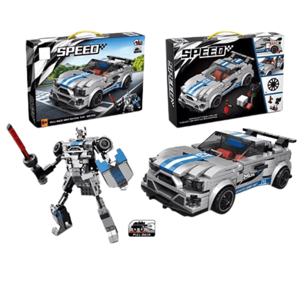 2-in-1 Car Robot Transforms  Assembly Brick Building