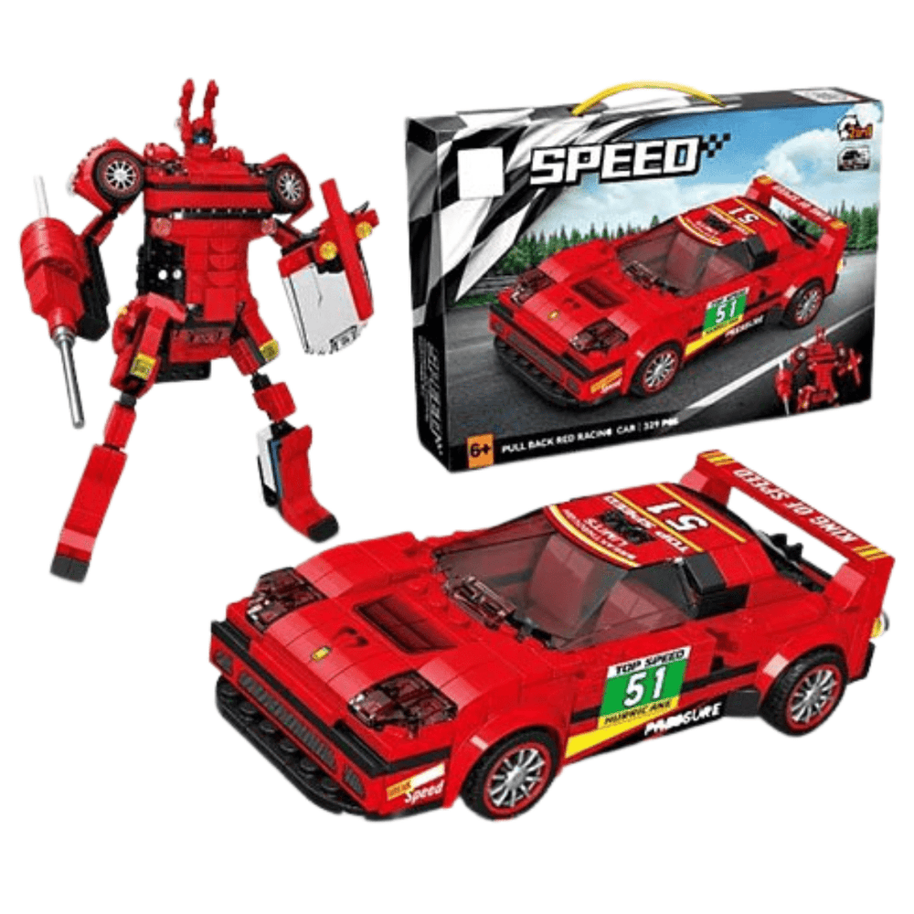 2-in-1 Pull Back & Racing Car Block Set