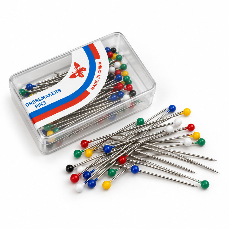 Multicolour Ball-Head Dressmaker Pins – 1 Inch with Storage Box | Sewing & Tailoring Accessories
