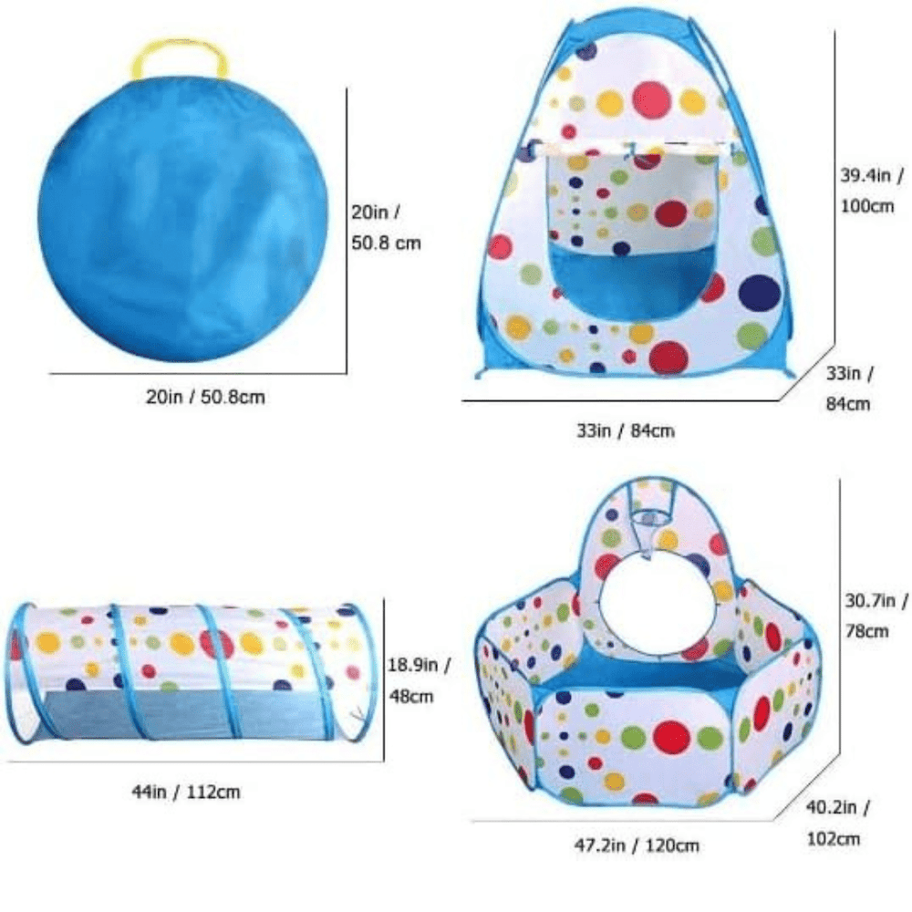 3-in-1 Play Tent with Tunnel & Ball Pit