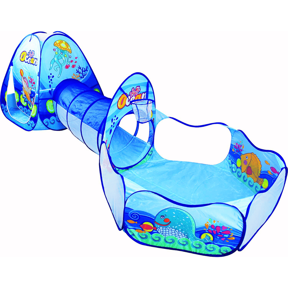 3-in-1 Pop Up Play Tent House with Tunnel