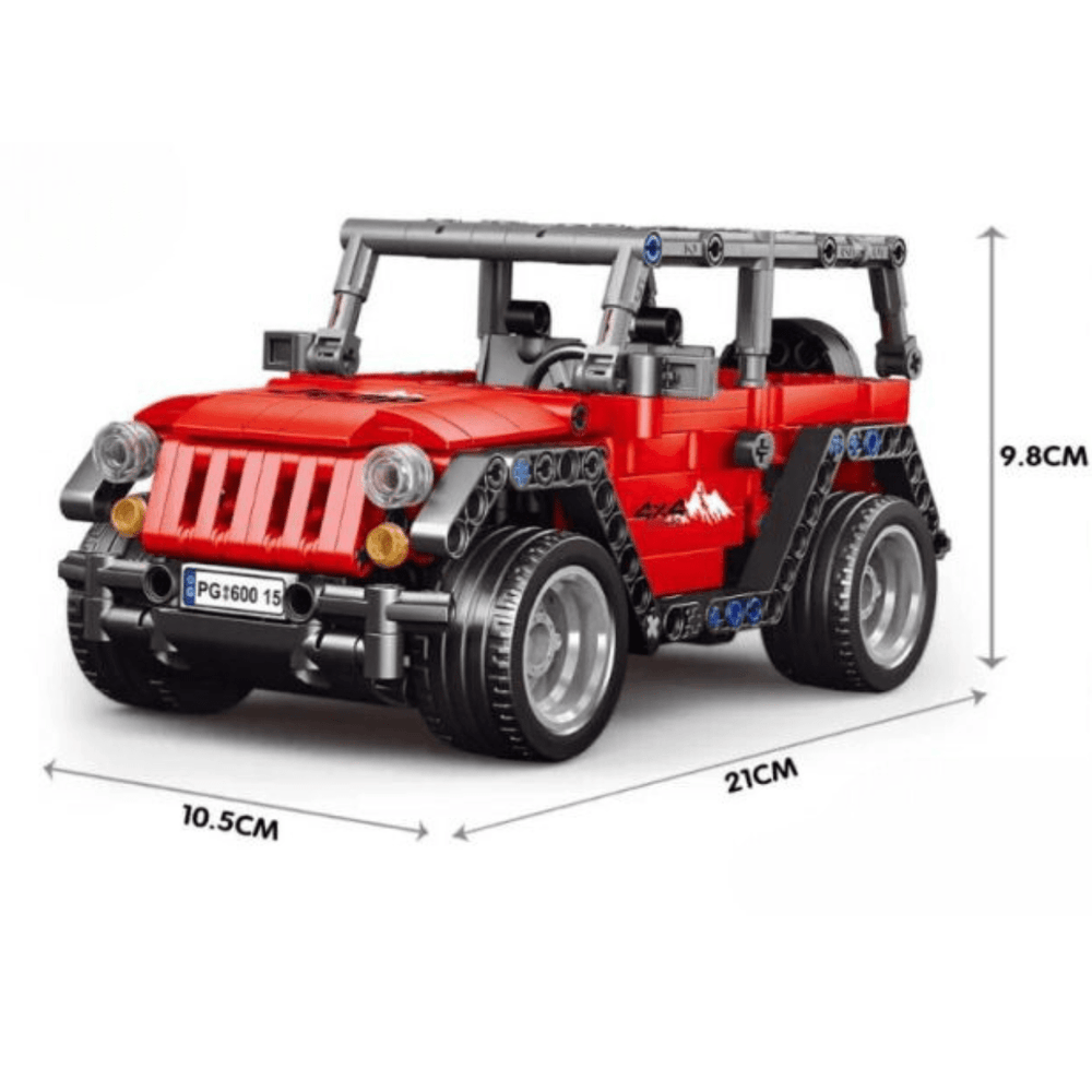 Pull Back 4 x 4 Off Road Block Jeep (Ages 6+)