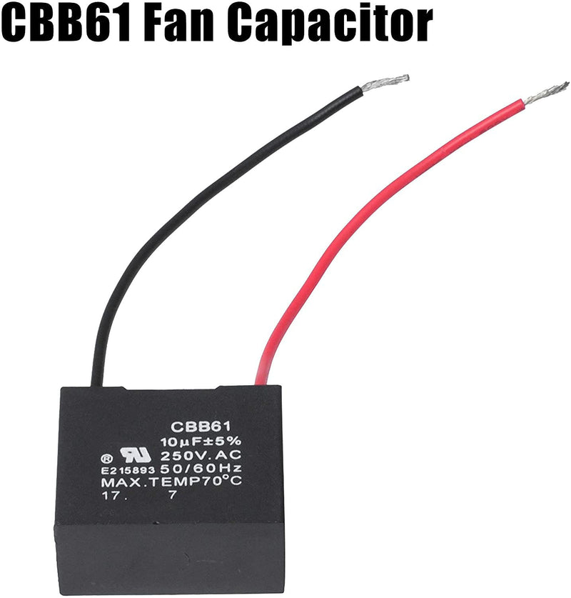 CBB61 Fan Capacitor 2 Wire 10uf - 1Pcs