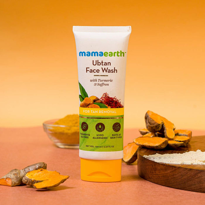 mamaearth Ubtan Face Wash with Turmeric & Saffron for Tan Removal – 100ml