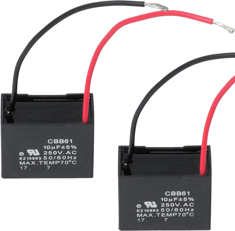 CBB61 Fan Capacitor 2 Wire 10uf - 1Pcs
