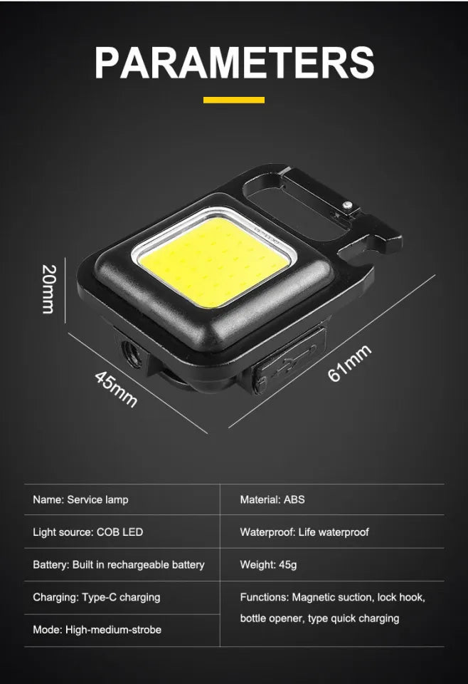 Cob Keychain LED Outdoor Camping Small Light - 1Pcs