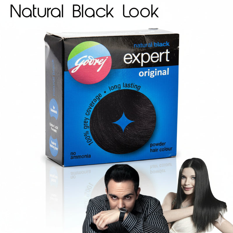 *Godrej Expert Powder Hair Colour Natural Black No Ammonia*