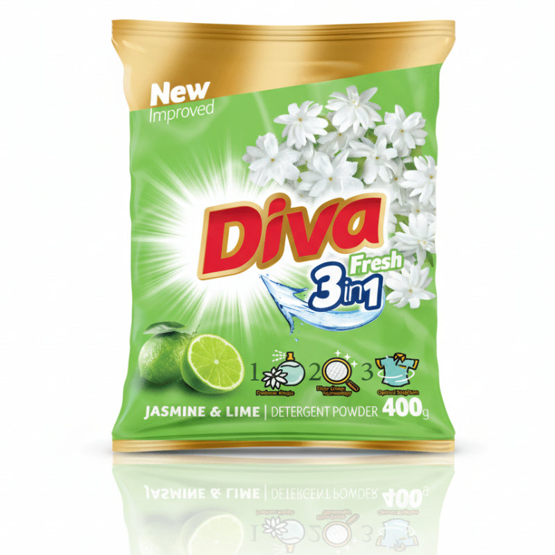 திவா ஃப்ரெஷ் ஜாஸ்மின் &amp; லைம் டிடர்ஜென்ட் பவுடர் - 1 கிலோ