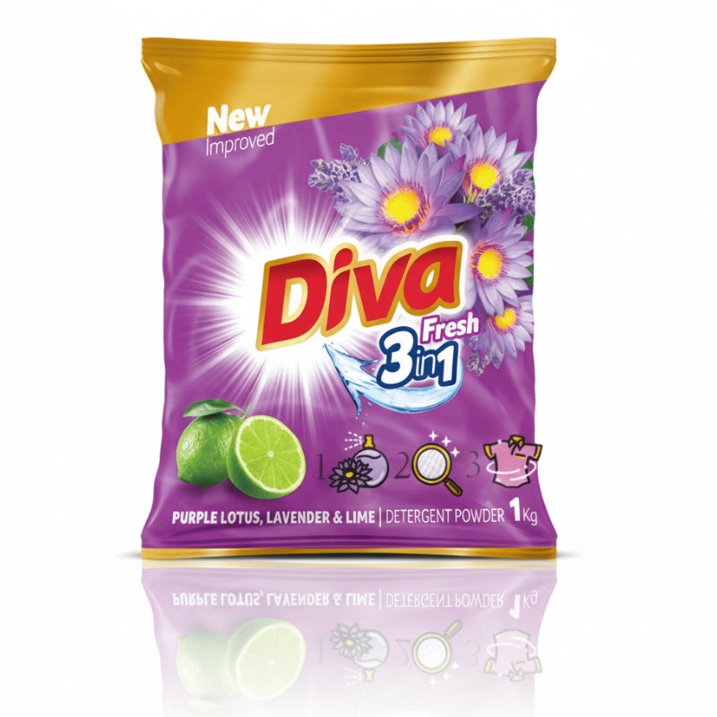 திவா ஃப்ரெஷ் ஜாஸ்மின் &amp; லைம் டிடர்ஜென்ட் பவுடர் - 1 கிலோ