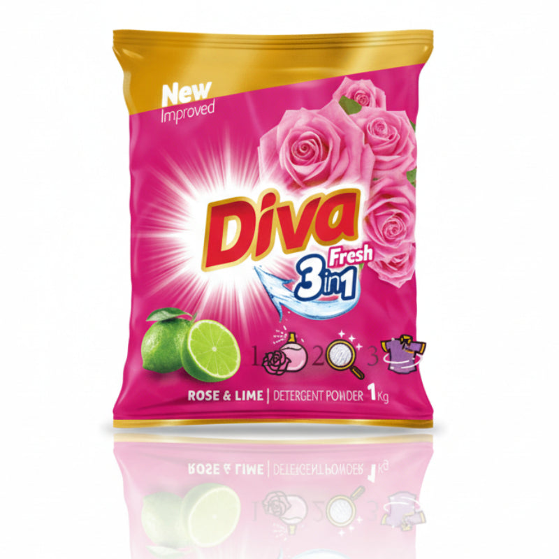 திவா ஃப்ரெஷ் ஜாஸ்மின் &amp; லைம் டிடர்ஜென்ட் பவுடர் - 1 கிலோ