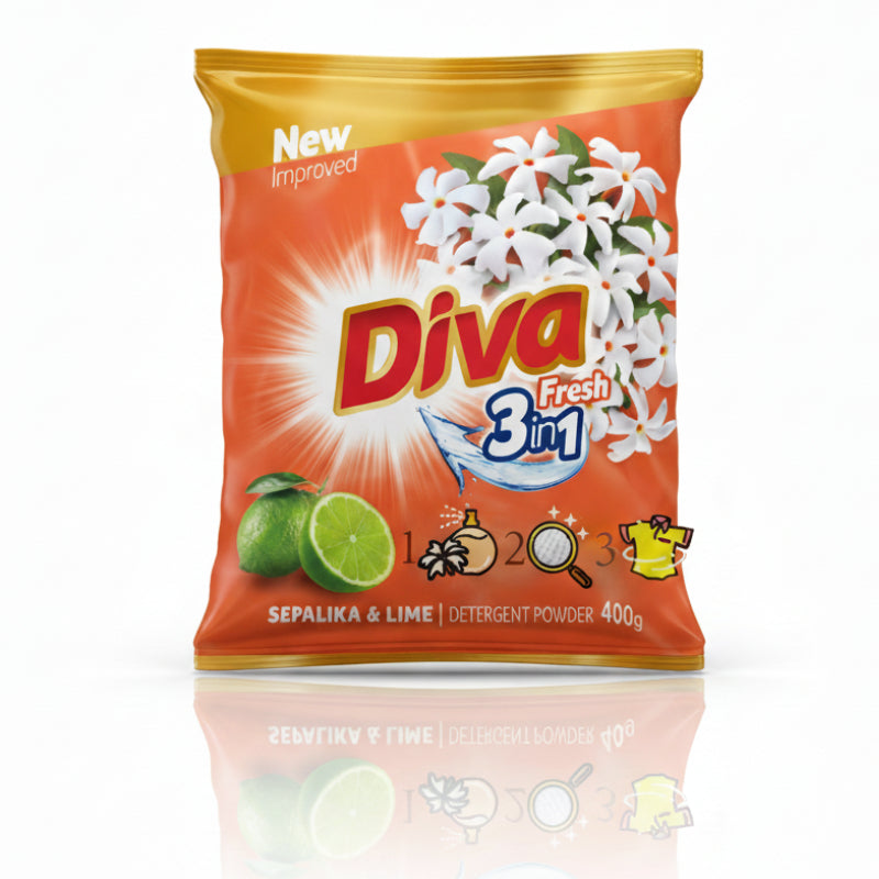 திவா ஃப்ரெஷ் ஜாஸ்மின் &amp; லைம் டிடர்ஜென்ட் பவுடர் - 1 கிலோ