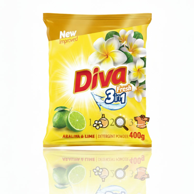 திவா ஃப்ரெஷ் ஜாஸ்மின் &amp; லைம் டிடர்ஜென்ட் பவுடர் - 1 கிலோ