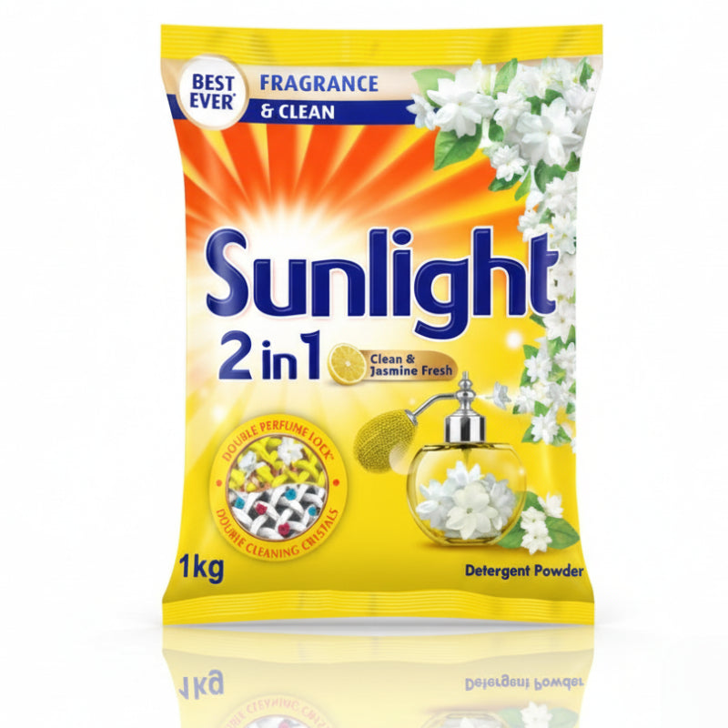 Sunlight 2 in 1 Clean & jasmine Fresh  Detergent Powder - 1kg