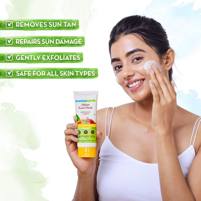 mamaearth Ubtan Face Wash with Turmeric & Saffron for Tan Removal – 100ml
