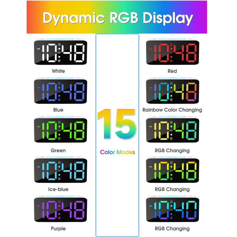 Ajanta 7-Inch LED Table Clock with USB & Night Light