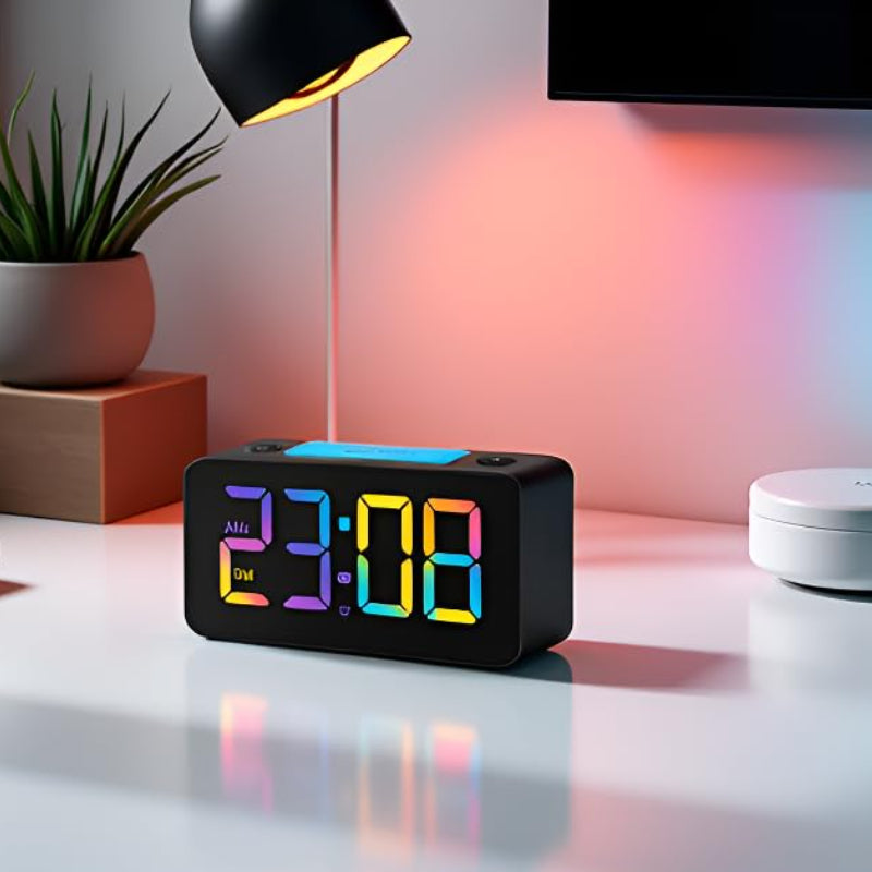 Ajanta 7-Inch LED Table Clock with USB & Night Light