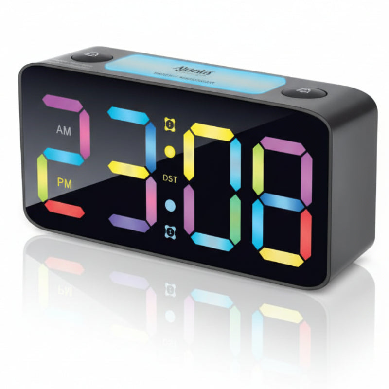 Ajanta 7-Inch LED Table Clock with USB & Night Light