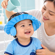 Adjustable Baby Shampoo Shower Cap with Ear Covers | Kids Hair Washing Visor – Blue, Yellow & Pink