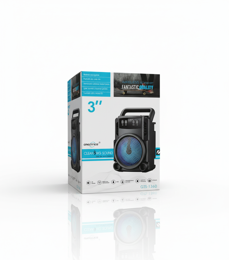 GREATNICE GTS-1360 Wireless Portable Outdoor Light Bt Speaker with TWS&FM&USB 3 Inch