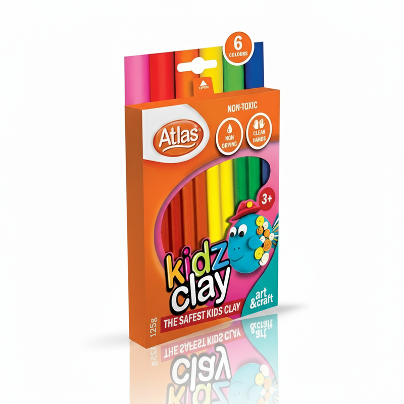 Atlas Kids Clay - Non- Toxic - 6 Colours - 125g