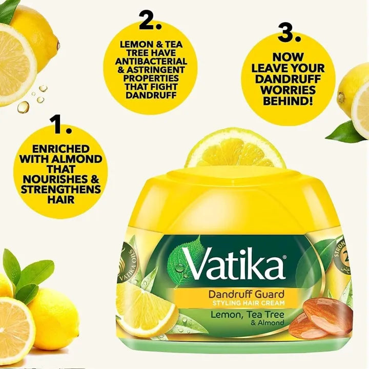 Vatika Dandruff Guard Styling Hair Cream Lemon,Tea Tree & Almond - 140 ml