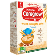 நெஸ்லே செரிக்ரோ ஜூனியர் தானியங்கள் கோதுமை தேன் &amp; 1 வருடத்திலிருந்து பேரீச்சம்பழம் - 200 கிராம்