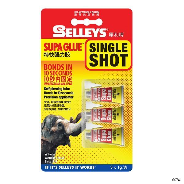SELLEYS SUPA GLUE 3 X 1G SINGLE SHOT
