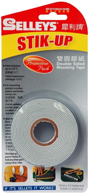 SELLEYS STICK-UP DOUBLE SIDED MOUNTING TAPE 12MM