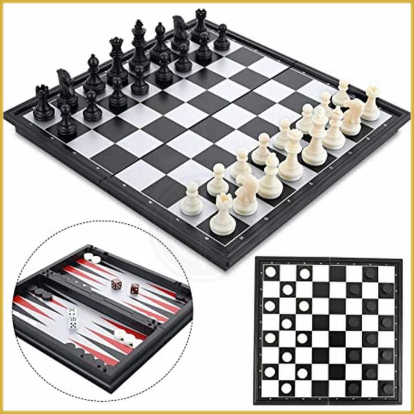 3-in-1 Chess, Checkers & Backgammon Game Set