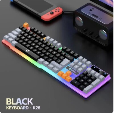 RAIKU K26 Wired 104-Key Membrane Keyboard