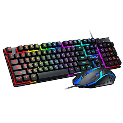 Thunder Wolf TF200 Wired USB Keyboard and Mouse Set Game Character Luminous Keyboard and Mouse