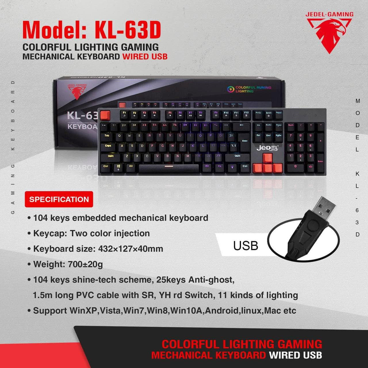 Jedel KL-63D Gaming Mechanical Keyboard