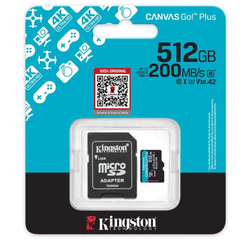 Kingston Canvas Go Plus Micro SD Card (With Adapter) | 4K Videos/Action Cams | 200MB/s