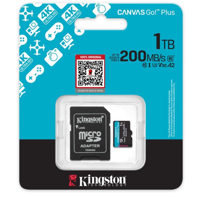 Kingston Canvas Go Plus Micro SD Card (With Adapter) | 4K Videos/Action Cams | 200MB/s