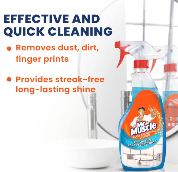 மிஸ்டர் மஸ்கல் கிளாஸ் &amp; ஹவுஸ்ஹோல்ட் கிளீனர் ஸ்ட்ரீக் இலவச நீண்ட கால ஷைன் 