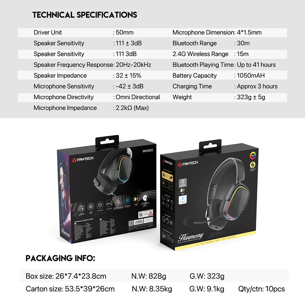 Fantech WHG02 Harmony Wireless Headset [3M]