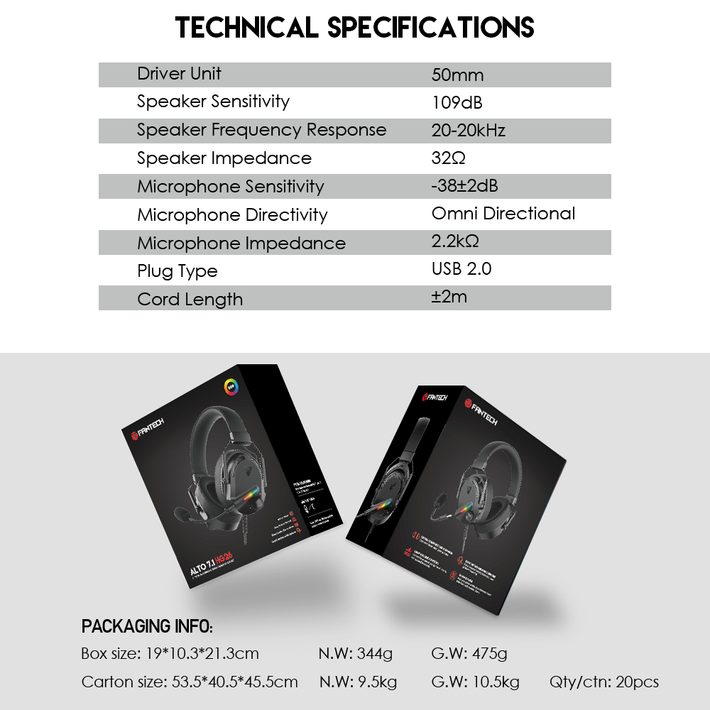 FANTECH HG26 ALTO RBG GAMING HEADSET
