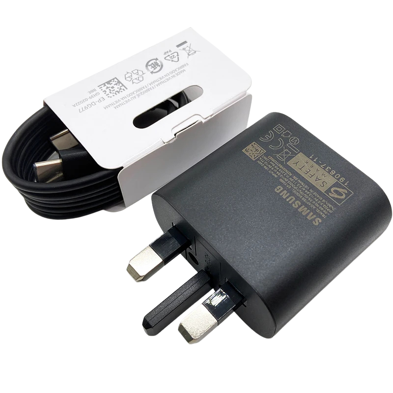 Samsung 25W UK Plug PD Super Fast Charging Adapter For (Type-C to Type-C)
